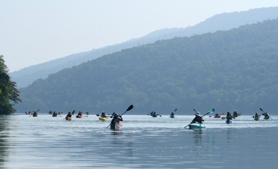 image of paddle boats in river