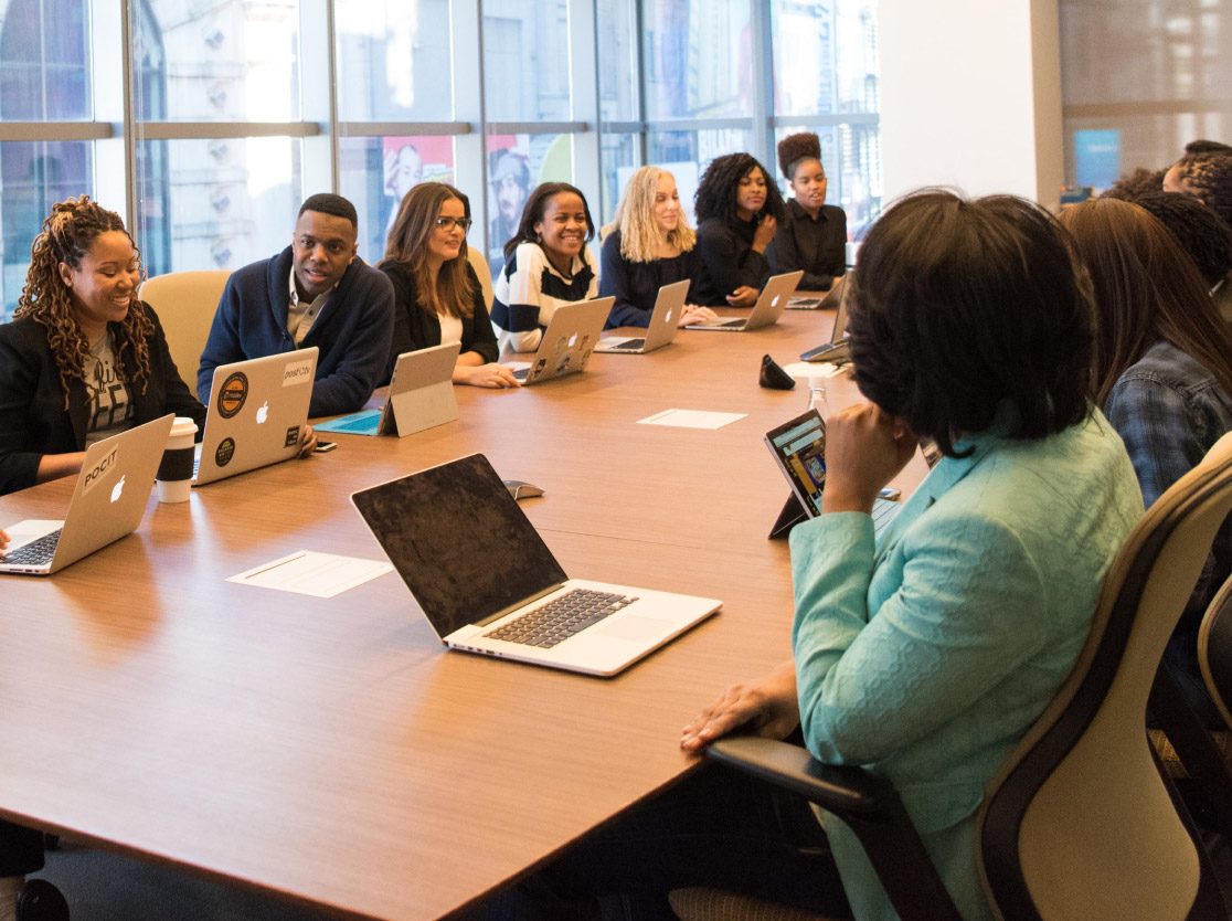 group of employees in a board room